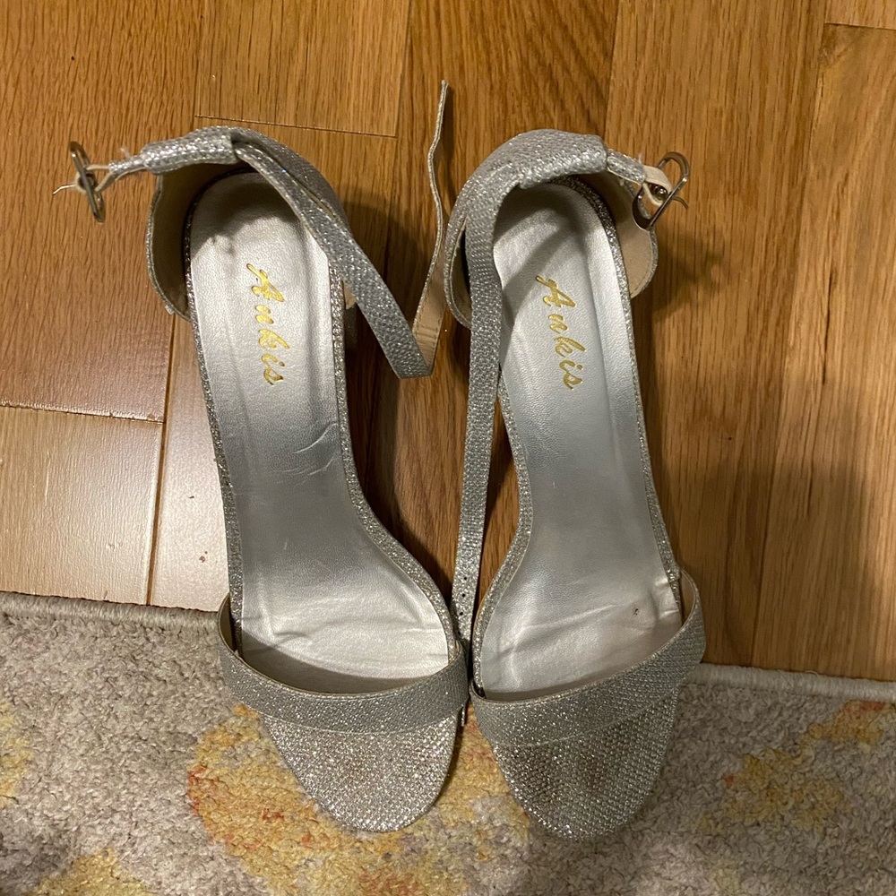 Silver sparkly heels